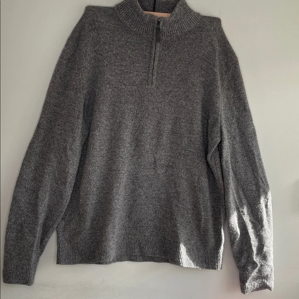 Banana Republic Men's Charcoal Zip-Up Sweater extra fine merino wool size L